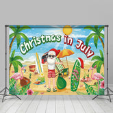 Lofaris Hawaii Beach Holiday Santa Christmas In July Backdrop